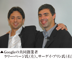 googleの共同創立者Googleの共同創業者ラリー・ページ氏（左）、サーゲイ・ブリン氏（右）